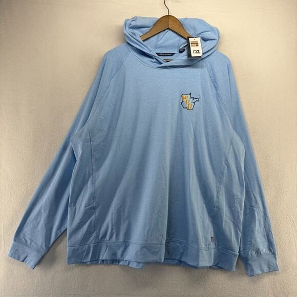 West Virginia University Hoodie Men's 2XL Blue Retro Lightweight Vault Logo NEW - Picture 2 of 9